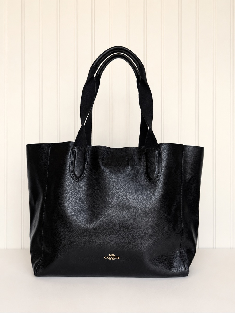 Coach Derby Tote F58660 Black Pebbled Leather Shoulder Bag Entrupy COA